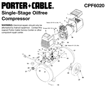 Default Diagram and Parts List for CPF6020-WK Type 0 Porter Cable Nailer